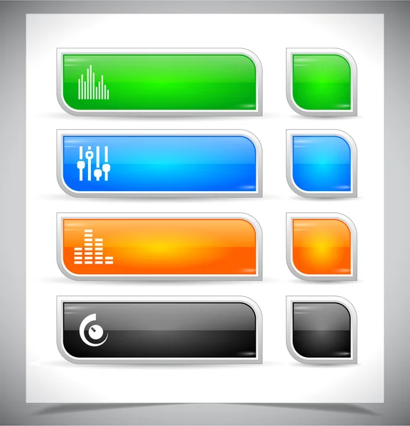 Conjunto de botones de plástico de color para web . — Archivo Imágenes Vectoriales
