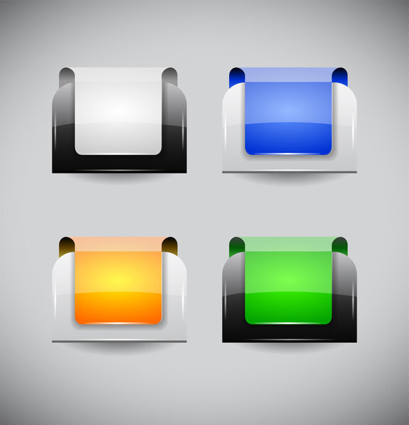 Set of color plastic buttons for web.