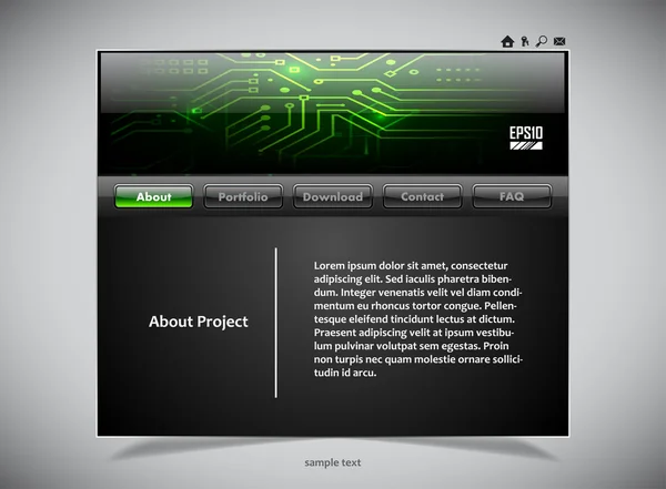 Modello di sito web in colori nero e verde — Vettoriale Stock