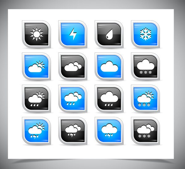Set of color weather buttons.