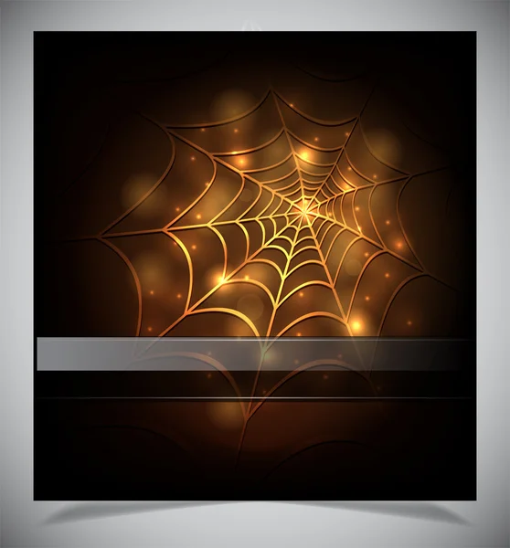 Glowing spider web on a dark background — Stock Vector