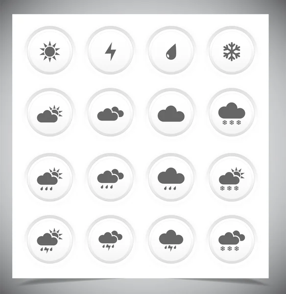 Set di pulsanti meteo grigi . — Vettoriale Stock