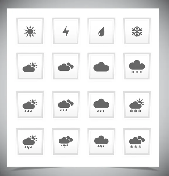 Set di pulsanti meteo grigi . — Vettoriale Stock