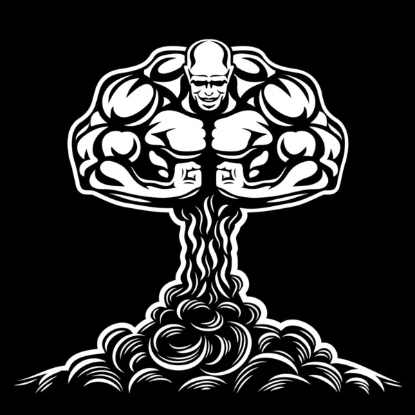 Nucleaire explosie bodybuilder — Stockvector