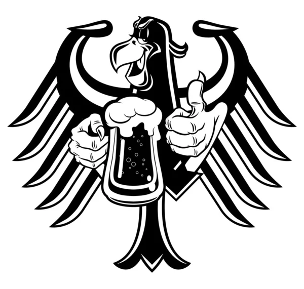 Águila con cerveza — Vector de stock