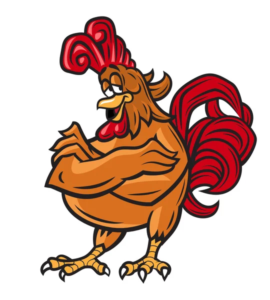 Gallo personaje de dibujos animados — Vector de stock