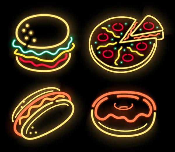 Neon fastfood — Stock Vector