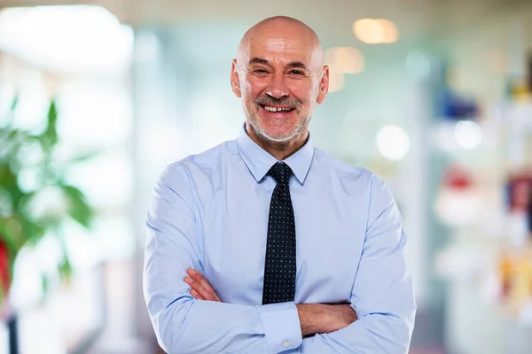 Portrait Smiling Caucasian Mature Businessman Confident Male Professional Wearign Shirt — Foto de Stock