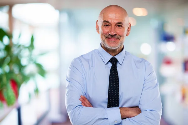 Portrait Smiling Caucasian Mature Businessman Confident Male Professional Wearign Shirt — Zdjęcie stockowe