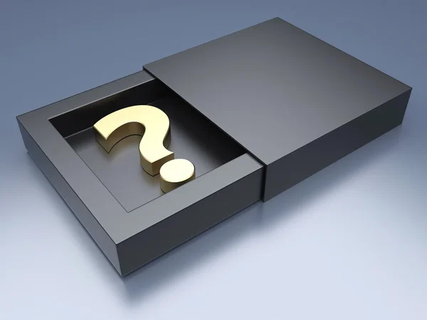 Question mark in black box — Stock Photo, Image