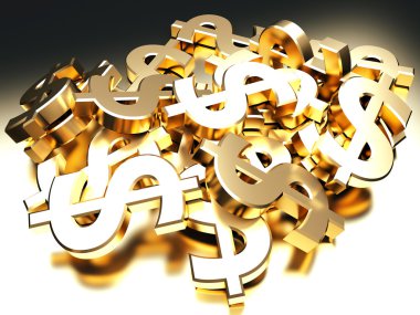Altın dolar işaretleri yığını