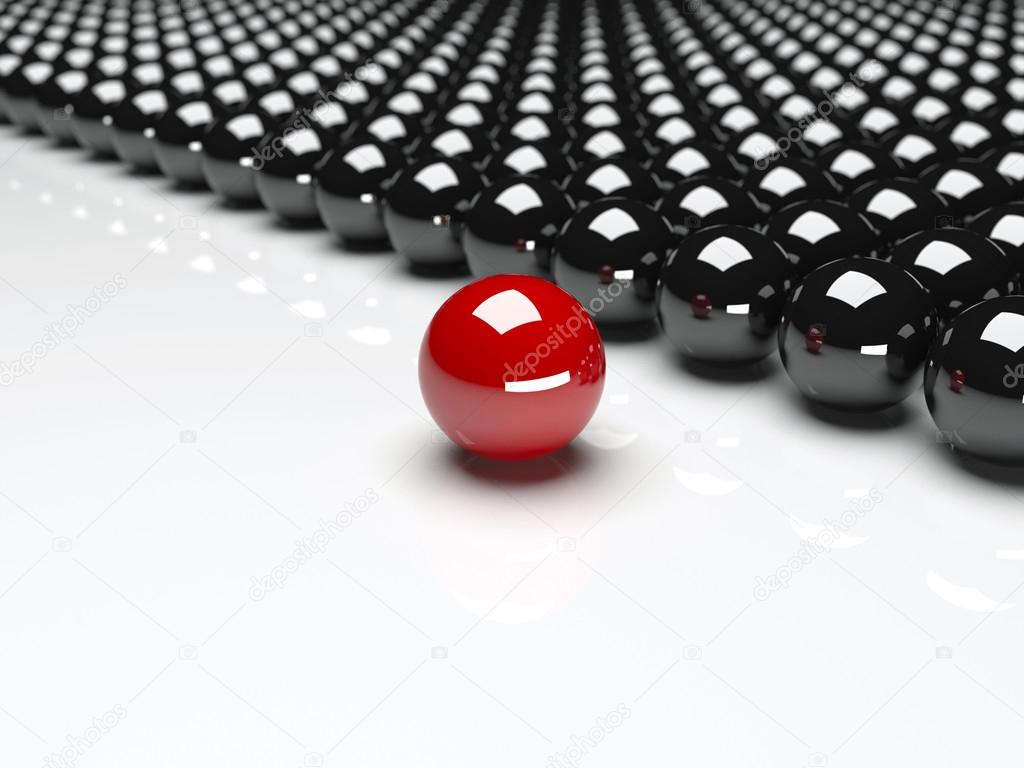 Unique red ball. Leadership