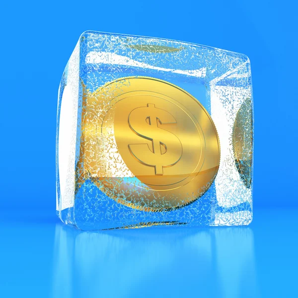 Dólar no bloco de gelo — Fotografia de Stock