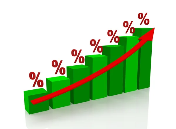 Grafikon a százalékos növekedés — Stock Fotó