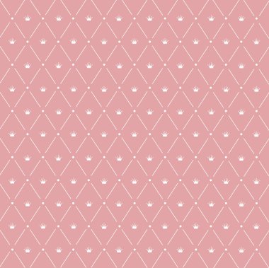 seamless modeli: simetrik olarak yerleştirilmiş taç pembe