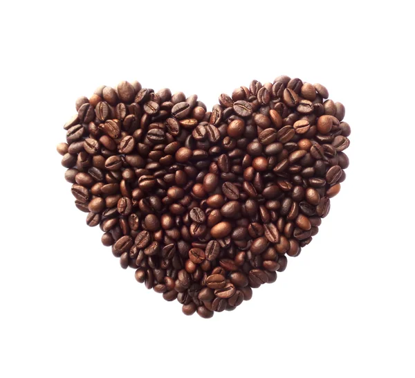 Hjärtform gjord av kaffebönor — Stockfoto