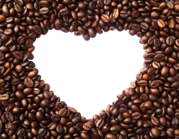 Cadre en forme de coeur de grains de café — Photo