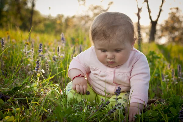 Baby in grass — Stock Photo, Image