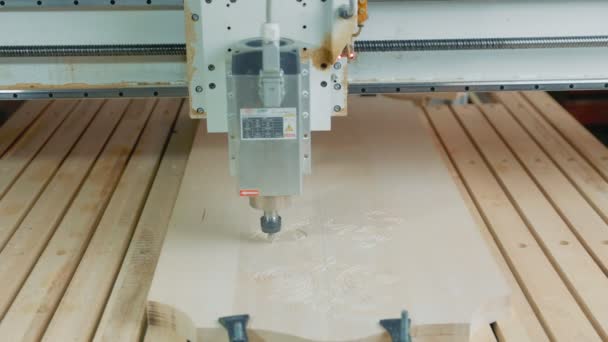 Prace maszyny CNC do obróbki drewna — Wideo stockowe