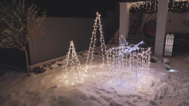 Decoraties met lichtgevende bloemenslingers — Stockvideo