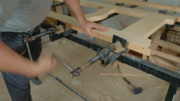 Wood door assembly — Stock Video