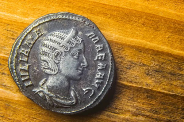 Coin of ancient Rome with a portrait of Julius Mameus — Stock Photo, Image