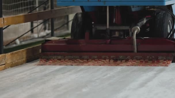 Máquina nivela el hielo en la pista — Vídeos de Stock
