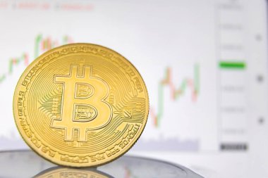 Grafiğin arka planında bitcoin