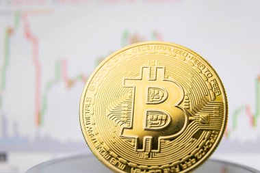 Grafiğin arka planında bitcoin