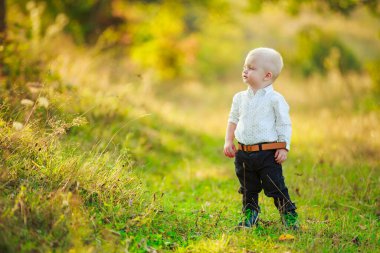 Doğada yürüyen çocuk