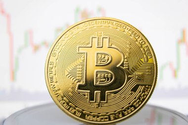 Grafiğin arka planında bitcoin