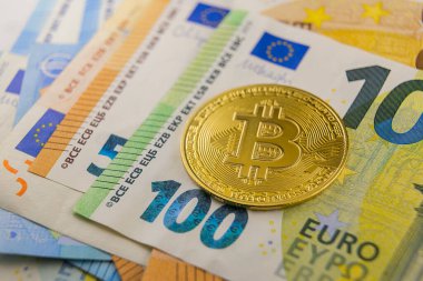 Avro banknotları üzerindeki bitcoin