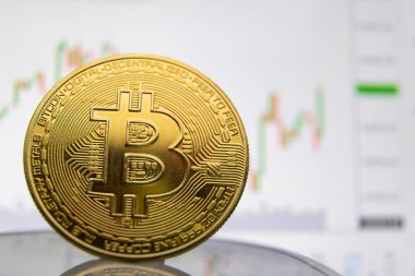 Grafiğin arka planında bitcoin