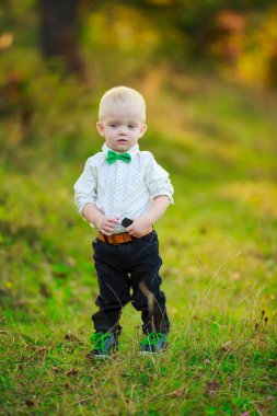 Doğada yürüyen küçük çocuk