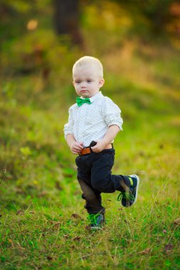 Doğada yürüyen küçük çocuk