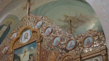 The village of Kolinkivtsi, Ukraine - April 27, 2022. The monastery of the Holy Equal-to-the-Apostles Prince Vladimir. Inside the monastery.