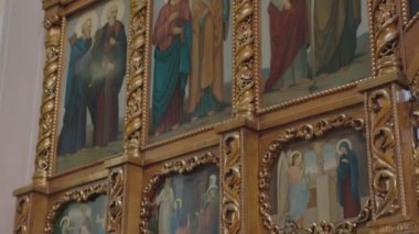 The village of Kolinkivtsi, Ukraine - April 27, 2022. The monastery of the Holy Equal-to-the-Apostles Prince Vladimir. Inside the monastery.
