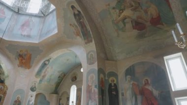 The village of Kolinkivtsi, Ukraine - April 27, 2022. The monastery of the Holy Equal-to-the-Apostles Prince Vladimir. Inside the monastery.