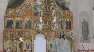 The village of Kolinkivtsi, Ukraine - April 27, 2022. The monastery of the Holy Equal-to-the-Apostles Prince Vladimir. Inside the monastery.