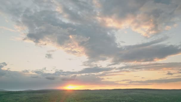Природа Фоне Закатного Неба Снятого Высоты Птичьего Полета — стоковое видео
