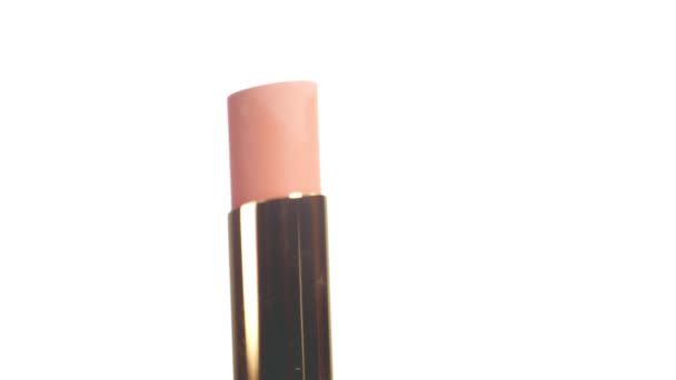Pink Lipstick Close White Background — Αρχείο Βίντεο