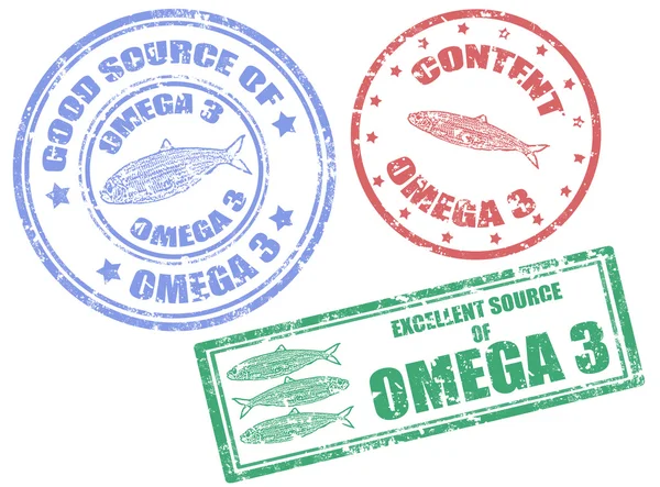 Omega 3 stamp — Stock Vector