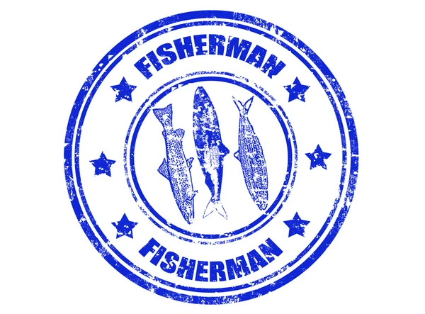 Fisherman stamp — Stock Vector