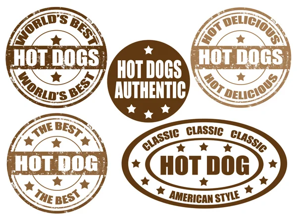 Hot dogs stamps — Stock Vector