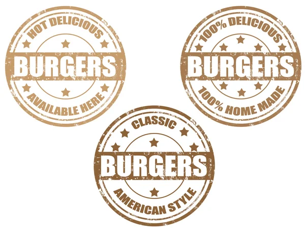 Burgers-stamps — Stock Vector