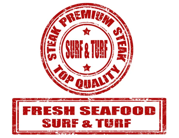 Surf & turf - sellos — Archivo Imágenes Vectoriales