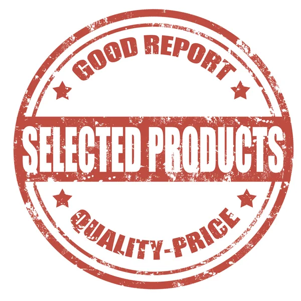 Productos seleccionados-sello — Vector de stock