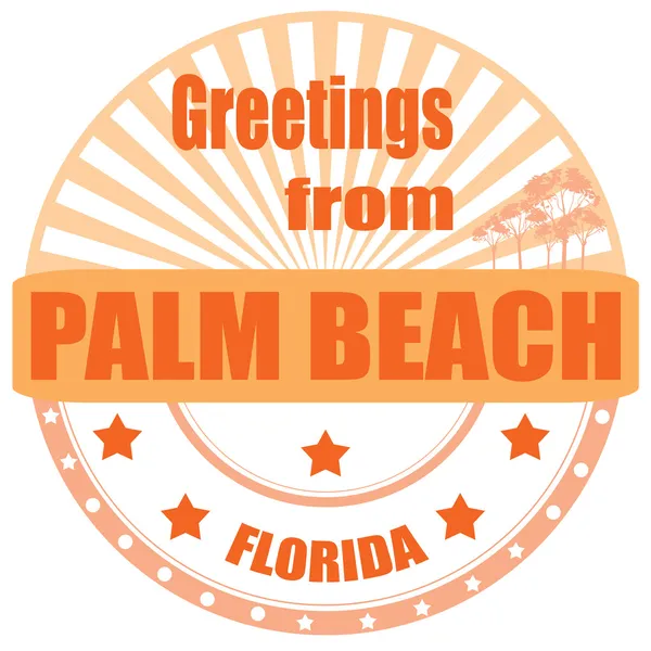 Saludos desde Palm Beach-label — Archivo Imágenes Vectoriales