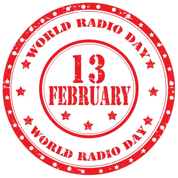 Día Mundial de la Radio-sello — Vector de stock