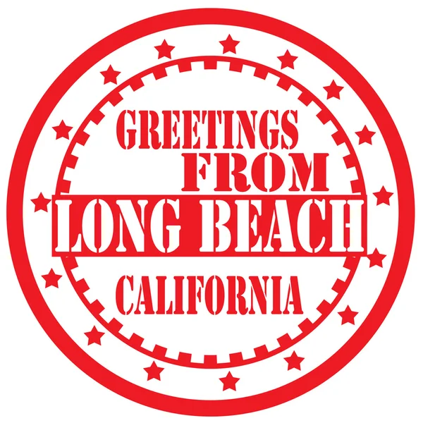 Greetings From Long Beach-label — Stock Vector